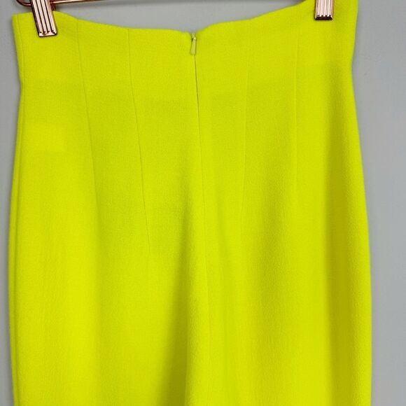 SERGIO HUDSON | NEW Neon Yellow Wool-Crepe Flare Leg Pants Women’s Size 2 - Picture 9 of 15